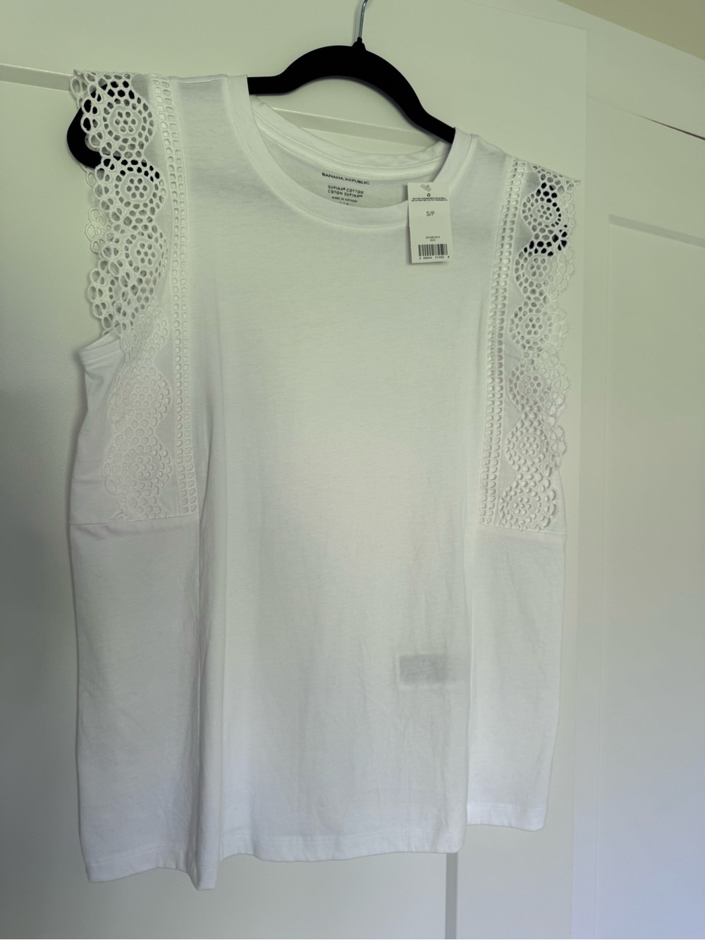 Banana Republic Supima Cotton Lace Trim Tank – White – Size S